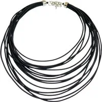 traumschmuck Textilband 393c Collier Halskette Statement Textilband mehrreihig schwarz (Geschenk, Muttertag, Weihnachten, Geburtstag, Valentinstag, incl. Schmuckbox), handgefertigt, Made in Germany