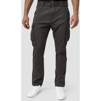 Indicode Cargohose Herren Mathen Cargo Hose Herrenhose aus elastischer Baumwoll-Qualität, inkl. Gürtel