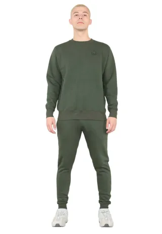 MYT Herren-Trainingsanzug mit Rundhalsausschnitt und Stickerei-Logo in Khaki