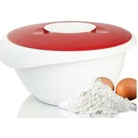 WESTMARK Rührschüssel mit zweigeteiltem Deckel, 2,5 l, Mit Ausgießer, Kunststoff, Weiß/Rot, PP