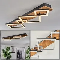 hofstein Deckenleuchte Deckenlampe aus Metall/Kunststoff in Holzoptik/Schwarz/Weiß, moderne Deckenleuchte, 40 Watt, 2600 Lumen, 3000 Kelvin