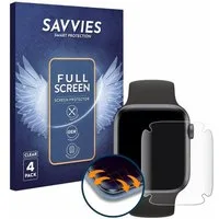 Savvies Displayschutzfolie Fullscreen Schutzfolie für Apple Watch SE (40 mm), 4 Stück, Displayschutz Folie Fullcover Klar Transparent