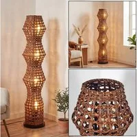 hofstein Stehlampe Stehlampe im skandinavischen Design mit Schirm aus Rattan in Braun, ohne Leuchtmittel, Stehleuchte im Boho-Style mit Lichteffekt und Fußschalter, E27, 110 cm