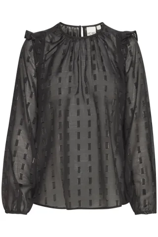 ICHI - Bluse - Ihefota schwarz - Gr. - 36