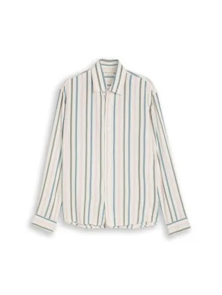 Denim Tom Tailor - Relaxed Fit Hemd mit Streifen white multicolor stripe - Gr. - S