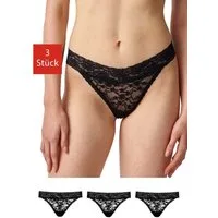 SNOCKS Tanga String Damen Unterhose (3-St) vollständig aus Spitze, Zwickel aus 100% Bio-Baumwolle