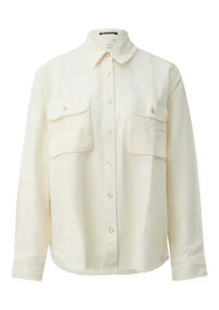 Q/S designed by - Lässige Hemdbluse im Overshirt-Stil mit Druckknopfleiste weiß - Gr. - 40
