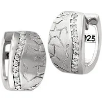 SilberDream Paar Creolen SilberDream weiß Welle Ohrringe Zirkonia (Creolen), Damen Creolen Welle aus 925 Sterling Silber, Farbe: silber, weiß