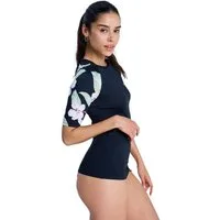 Roxy Strandshirt THE CLASSIC LYCRA SS PT Kurzarm-Design, mit Rundhalsausschnitt, aus Polyester und Elasthan