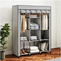 HOMCOM Stoffschrank staubdicht (Kleiderschrank, 1-St., Tragbare Garderobe) Staubschutz, Hellgrau