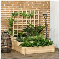 Outsunny Hochbeet 3-stufiges Blumenkasten mit Rankgitter, Pflanzkasten aus Holz (Gemüsebeet, 1 St., Kräuterbeet), für Gemüse, Blumen, Naturholz