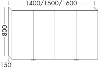 Burgbad Spiegelschrank Sys30 Preisgruppe 3 Diago 800x1500x160 Schwarz Solid Matt, SPJJ150F6560 SPJJ150F6560