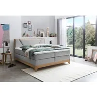 Belanoti Boxspringbett Riviera (Unterbox, Matratze, Topper), 180x200 cm, Holz, Eiche, Visco-Topper, H2/H3 wendbar, 7-Zonen-TFK