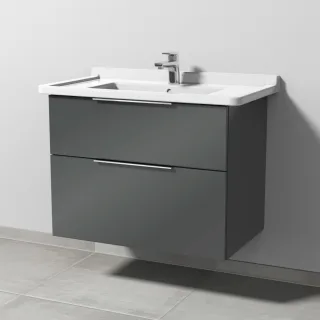 Sanipa 3way Waschtischunterbau zu Duravit Starck 3 Waschtisch mit 2 Auszügen, Anthrazit-Glanz UF71179