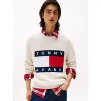 Tommy Jeans Strickpullover TJM MELANGE FLAG SWEATER Regular Fit, Rundhals Retro Flag Classic