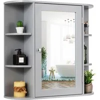 KOMFOTTEU Spiegelschrank Badschrank Hängeschrank Wandschrank mit Ablagen, 66 x 17 x 63 cm