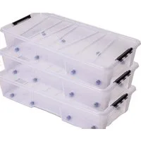 ONDIS24 Aufbewahrungsbox Unterbettbox Jolly Rollbox mit Deckel 25/35L Spielzeugkiste (3 St), transparent, stapel,- und nestbar