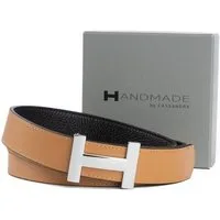 Handmade by CASSANDRA Wendegürtel "Two Sides" mit edler H-Schließe - ECHT LEDER Wendegürtel mit Geschenkbox