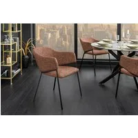 riess-ambiente Esszimmerstuhl NOBLESSE braun / schwarz - Chenille, Metallgestell, Retro, Armlehnen (Einzelartikel, 1 St), halbrunder Stuhl - ideal für Küche, Ess-, Arbeits-. Wohnzimmer & Büro