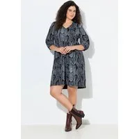 Ulla Popken Jerseykleid Jerseykleid Animaldruck A-Linie V-Ausschnitt
