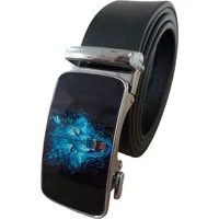Ware aus aller Welt Ledergürtel mit moderner Automatik Schnalle Wolf Motiv stilvoller Herrengürtel