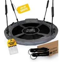 PHIBER-SPORTS Nestschaukel Outdoor Kinder - Ø 100cm - Mit Kissen + Haltegriffe + Höhenverstellbar, (Outdoor Kinder - Ø 100cm, Mit Kissen + Haltegriffe + Höhenverstellbar)