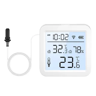 TZ05 Tuya WiFi Temperature Humidity Sensor Smart Thermometer Hygrometer with External Probe App Remote Monitor Alert Dat