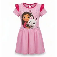 Gabby's Dollhouse Sommerkleid Gabbys Dollhouse Kinder Mädchen kurzarm Kleid Sommerkleid Gr. 98 bis 128 - 100% Baumwolle
