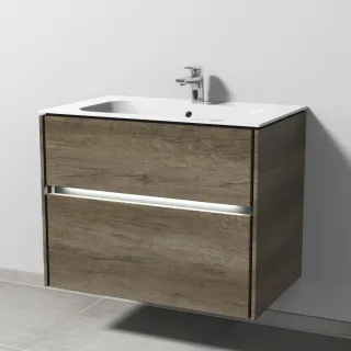 Sanipa Twiga Keramik-Set Finion mit 2 Auszügen und LED-Beleuchtung, Eiche-Nebraska, SL27037 SL27037