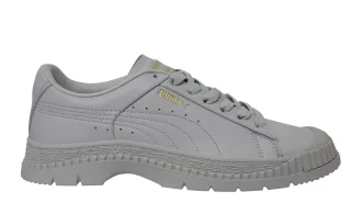 Puma Utility Ledergrau Low Schnüre -up -Damen -Trainer 370982 02
