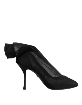 Dolce & Gabbana Schwarze Seiden-Stretch-Mesh-Strumpfstiefel Schuhe
