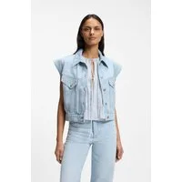 BOSS ORANGE Jeansweste VEST 1.0 Premium Damenmode Boxy Fit mit Vintage-Details