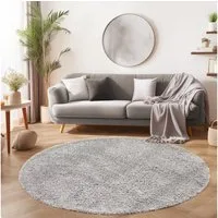 SIMPEX24 Teppich Unicolor - Einfarbig, Rund, Höhe: 30 mm, Einfarbig Shaggy Teppich Wohnzimmer Langflor Versch. Farben und Größen