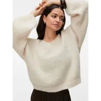 Vero Moda Strickpullover VMMAYBE LS 2WAY V-NECK PULLOVER NOOS Kunstfaser, locker geschnitten, V-Ausschnitt
