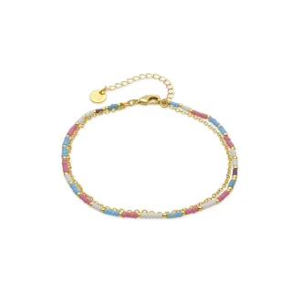 Luxenter-Armband aus Metalllegierung und rosa Kristall in 18-karat-Gelbgold - Zasau