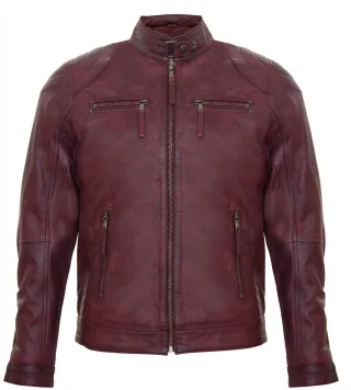 Biker-Rennjacke aus Leder mit Reißverschluss