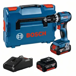Bosch Akku-Schlagbohrschrauber GSB 18V-45, 2 x Akku GBA 18V 3.0Ah, Ladeg. u. L-BOXX - 06019K3305