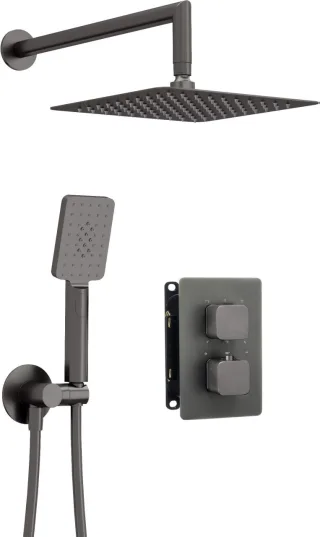 Neuesbad Serie 720 Unterputz-Duschset mit Smart-Box und abgerundet rechteckig Bauteile, Titan NB1DEBXYZDECT1