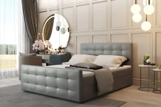 Boxspringbett Schlafzimmerbett CARLOS 200x220cm Kunstleder Hellgrau inkl.Bett...
