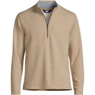 Herringbone-Pullover mit Reißverschluss für Herren, Herren, size: regular, Beige, Baumwoll-Mischung/Polyester-Mischung, by Lands' End