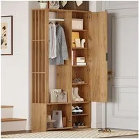 REDOM Garderoben-Set Flurmöbel mit Spiegel, 6-in-1 Stauraum, (Garderobenschränke mit flur, 1-St., Wäscheständer), 100*33*190cm, mit Spiegel