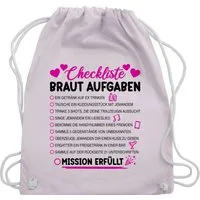 Shirtracer Turnbeutel Braut Aufgaben I Mutprobe Checkliste, JGA Junggesellenabschied Frauen