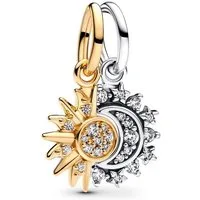 Pandora Charm-Einhänger Charm-Anhänger Sonne und Mond, 925er Silber, vergoldet von PANDORA