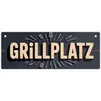 speecheese Metallschild Grillplatz Metallschild L in 10,5x28cm XL Hol dir jetzt dieses lustige