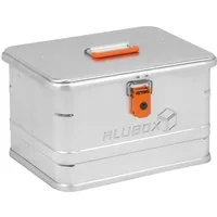 ALUBOX Aufbewahrungsbox Alukiste mit Deckel Universal Transportbox (29 Liter), umlaufende Gummidichtung - selbsteinklappende Federgriffe