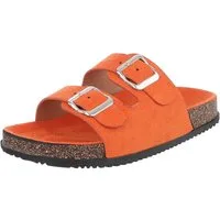Ital-Design Damen Komfort Sandale mit Schnallen für Freizeit und Alltag Pantolette (91117269) Flach Pantoletten in Orange