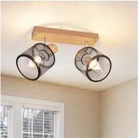 ZMH Deckenstrahler 2 Flammig E14 Vintage Schwarz/Weiß Küchenlampe Wohnzimmer Flur, Dreh- und Schwenkbar, ohne Leuchtmittel, Schwenkbar 350° Vintage Deckenkeuchte Schlafzimmer
