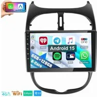 ESSGOO 8-Kern 6+128G Für PEUGEOT 206 206CC 206SW GPS BT 5.0 EQ Android 15 Autoradio (Digitalradio (DAB), RDS, FM, AM, Navi Carplay Android Auto BT EQ USB WIFI SWC)