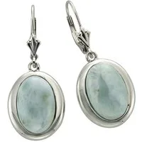 Zeeme Paar Ohrhänger Silber 925 rhodiniert mit echtem Larimar 14x10mm
