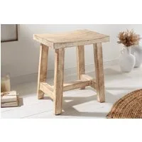 riess-ambiente Sitzhocker FINCA 45cm beige-braun (Einzelartikel, 1 St), Wohnzimmer · Mango-Massivholz · Handmade · Shabby Chic · Landhausstil